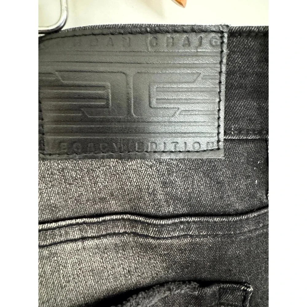 Jordan Craig Legacy Sean Black Distressed Paint Splatter Moto Jeans 38x32